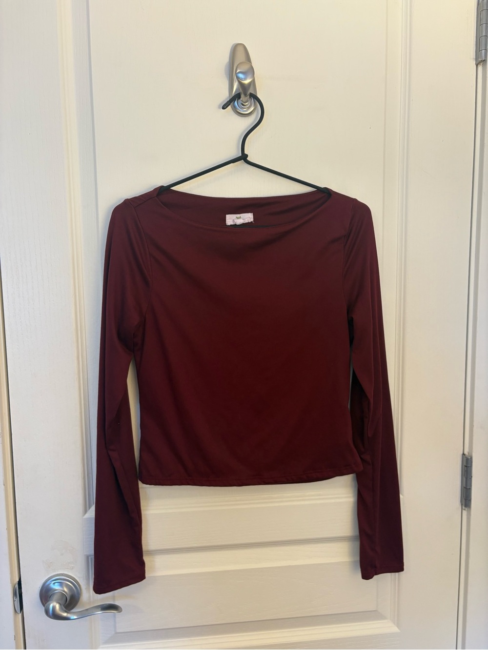 Women's Long-Sleeve Boatneck Top - Burgundy